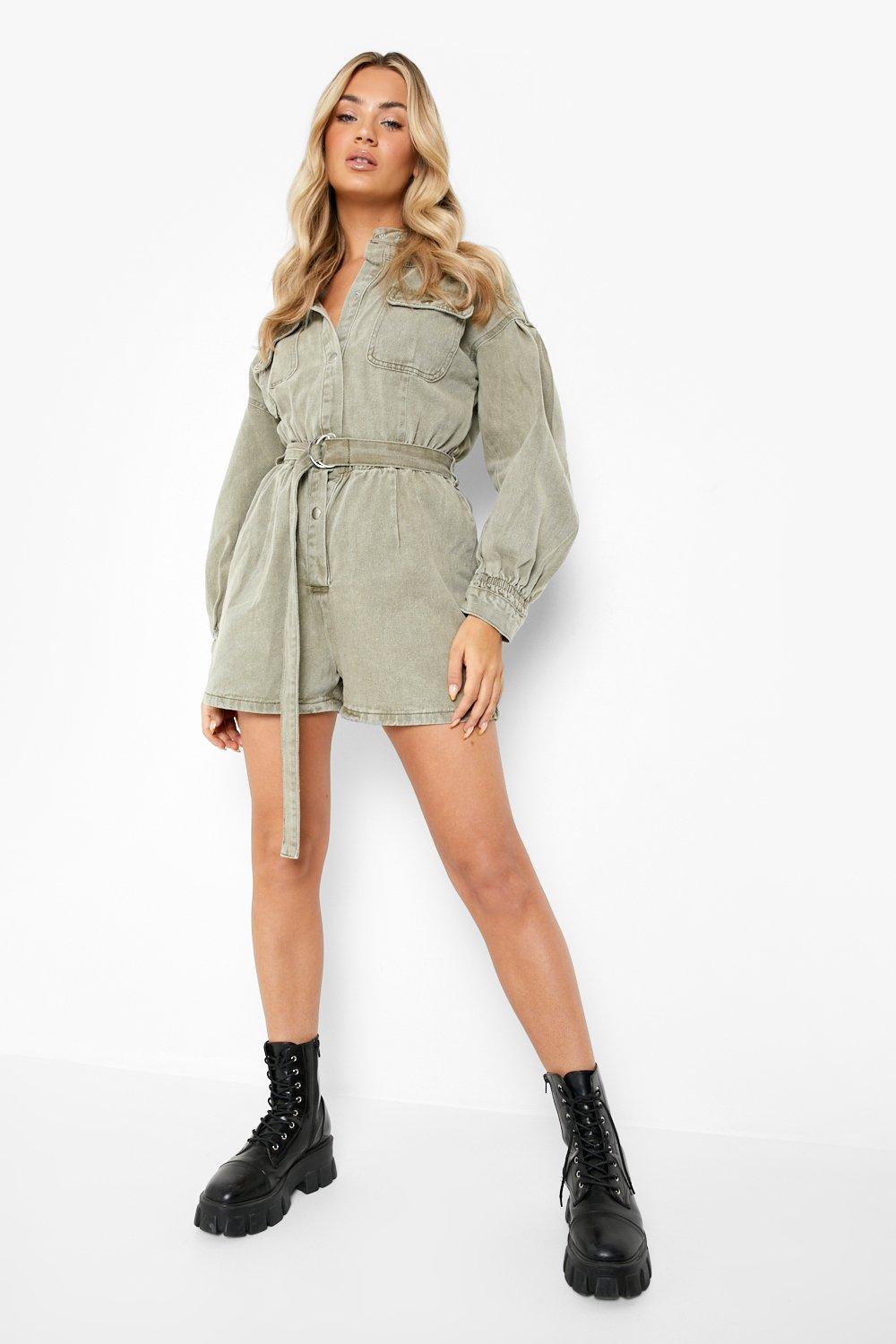 Utility Pocket Denim Romper